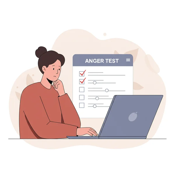 A person taking an online anger assessment test.