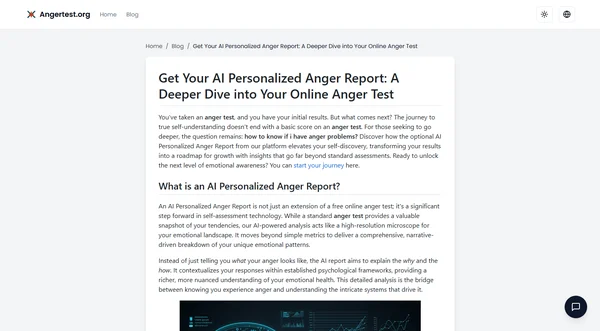 Get Your AI Personalized Anger Report: A Deeper Dive into Your Online Anger Test