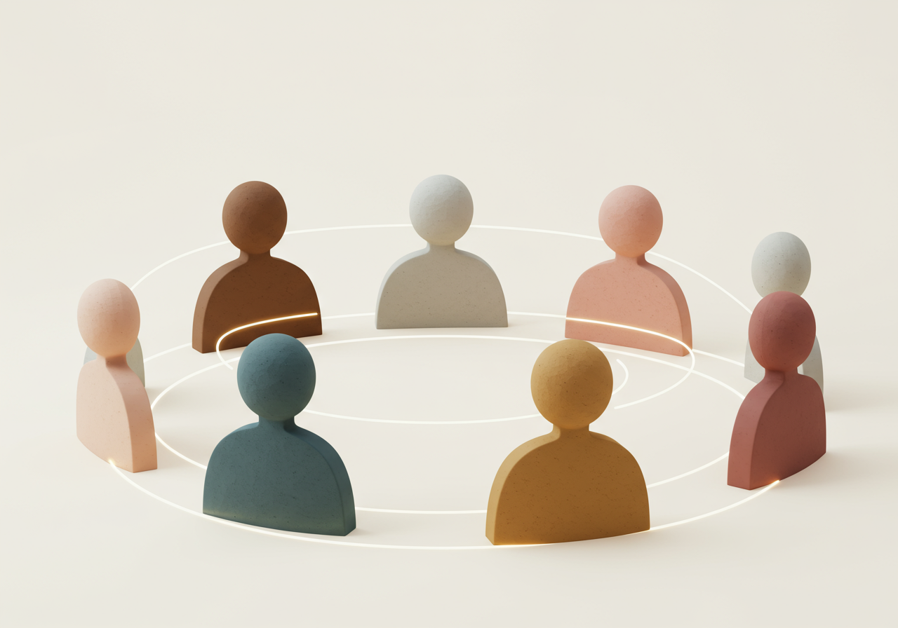 Diverse community in supportive discussion