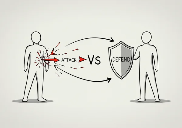 Illustration of the attack-defend communication cycle.