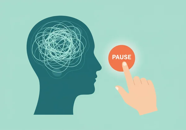 Symbol of a pause button for emotional de-escalation.